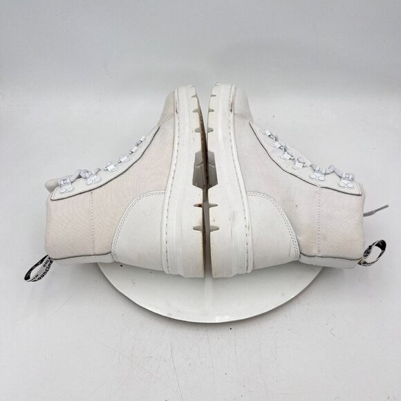 Dr Martens Combs W Women Size 8 White Nylon Leather Ankle Chunky Combat Boot - Picture 7 of 12